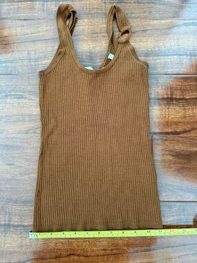 Sandro Brown Ribbed Tank Top S